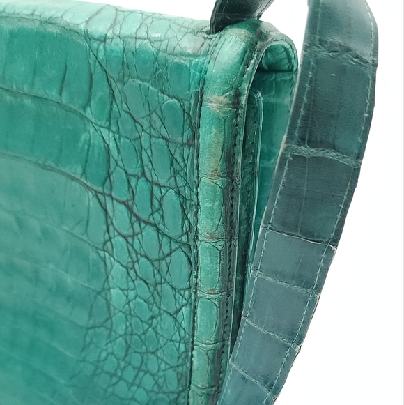 Nancy Gonzalez Green Crocodile Flap Crossbody Luxury Shoulder Bag Purse - Picture 4 of 15